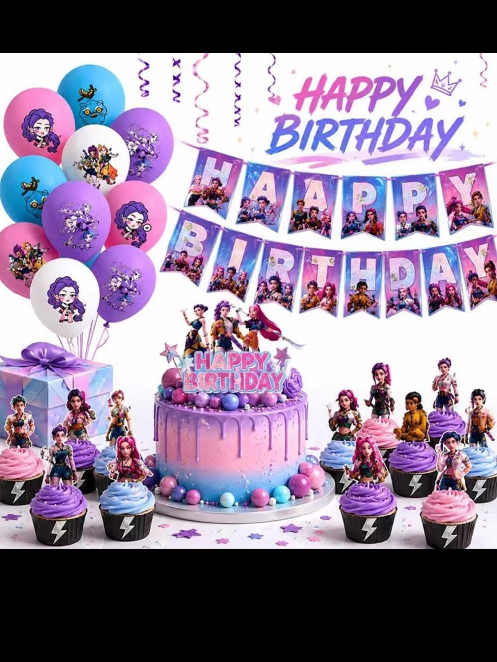 K Pop Demon Hunters Party Supplies, Birthday Decorations Set 62pcs Huge Lot NEW